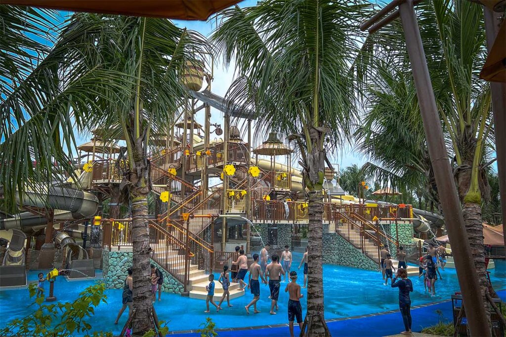 Different slides and pool area of Sun World Sam Son Water Park