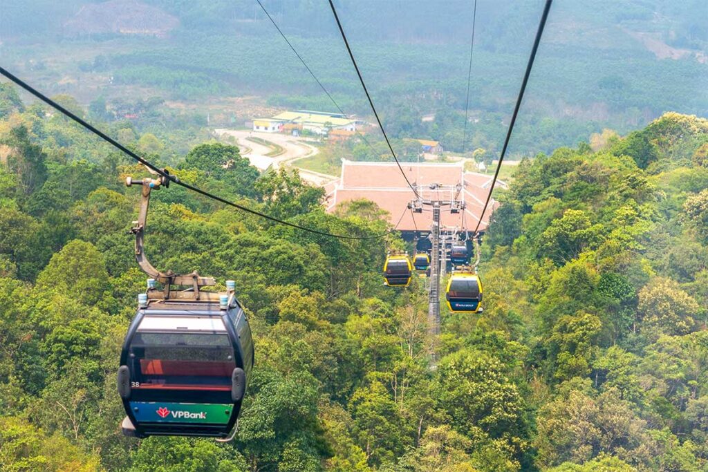 Views from the cable car up the mountain of Tay Yen Tu Pagoda