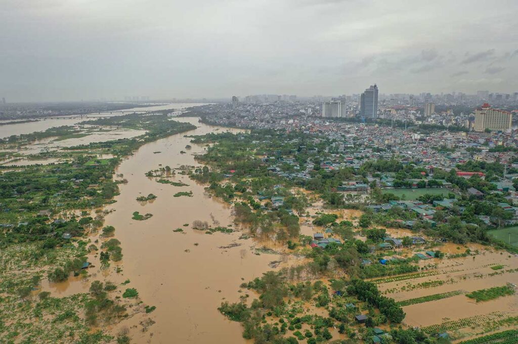 The Red River Delta is flooding after a typhoon in Vietnam