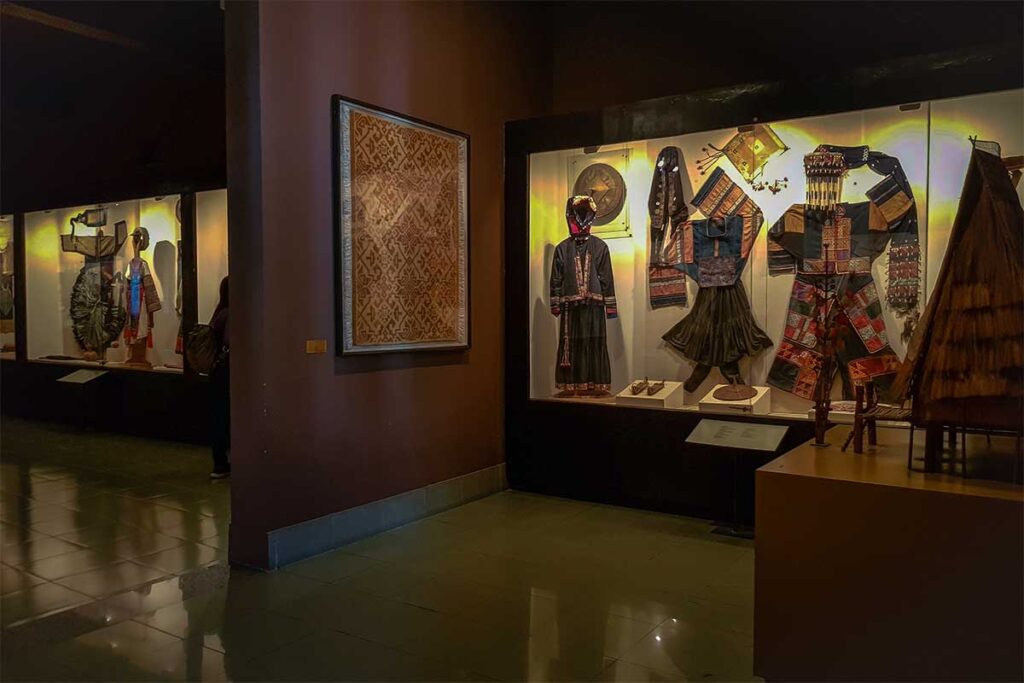 Ethnic tradtional clothes displayed at the Fine Arts Museum in Hanoi