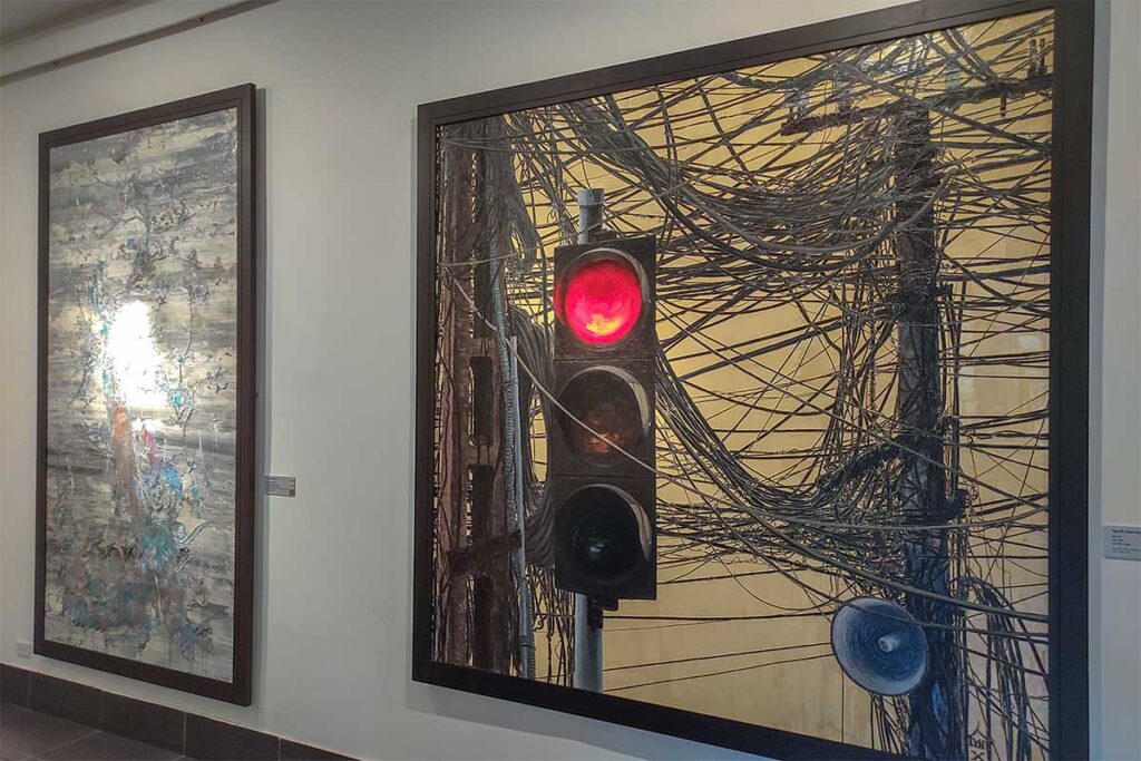 Vietnamese contemporary art inside the Vietnam Fine Arts Museum in Hanoi