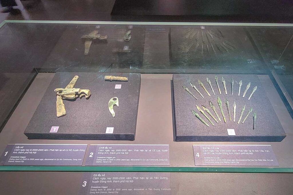Prehistoric arrow bolts displayed at Vietnam Military History Museum in Hanoi