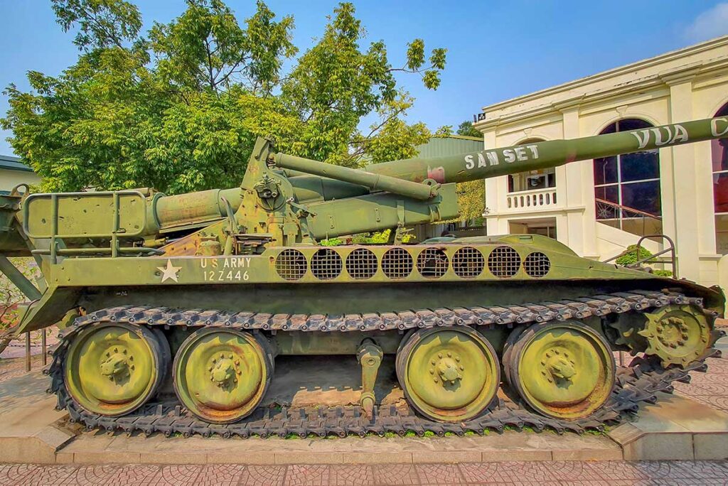 M107 Self Propelled Gun of Us Army Exhibition At Vietnam Military History Museum In Hanoi Capital