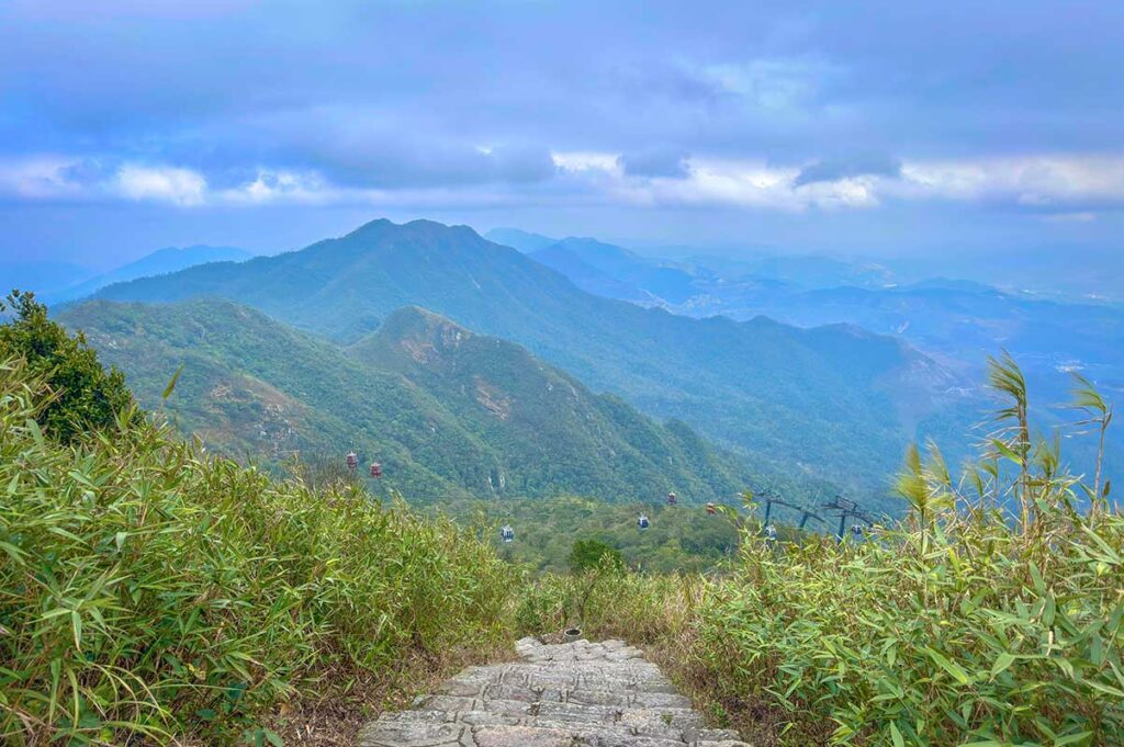 Hiking trail with mountains views at Yen Tu Miuntain