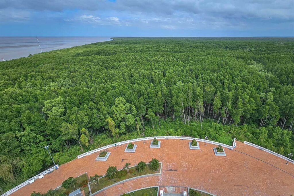 The view from the Ca Mau Flag Tower over Mui Ca Mau National Park