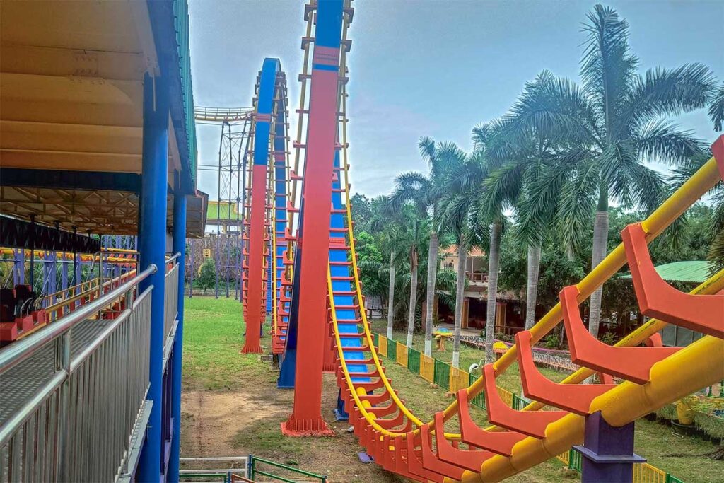 A rollercoaster inside Dai Nam amusement park 