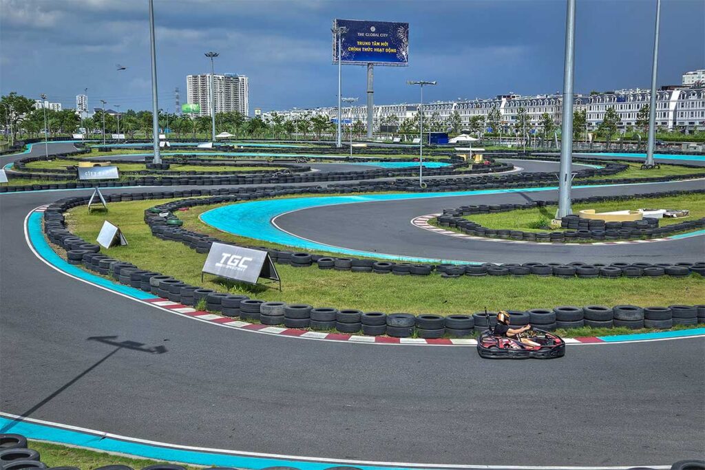 A man karting on a go-kart trek at Dai Nam Park