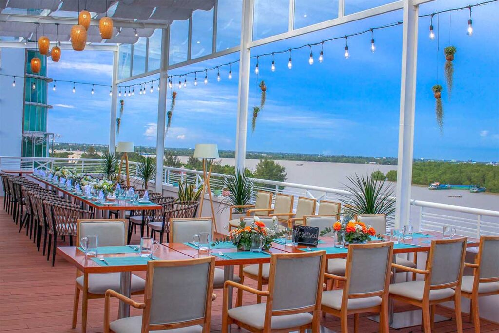 A rooftop restaurant of a hotel along Ninh Kieu Wharf in Can Tho