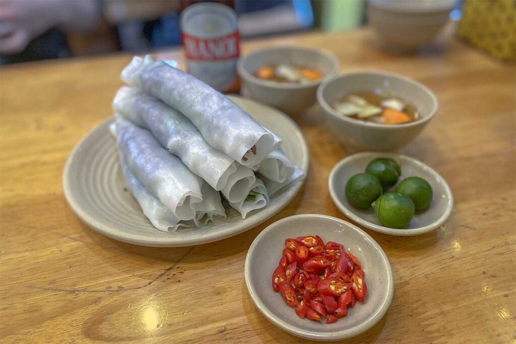Pho Cuon dish served on the most popular restaurant located on Ngu Xa Island
