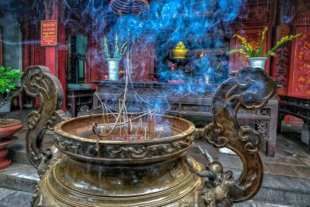 Incense burning at Quan Thanh Temple in Hanoi