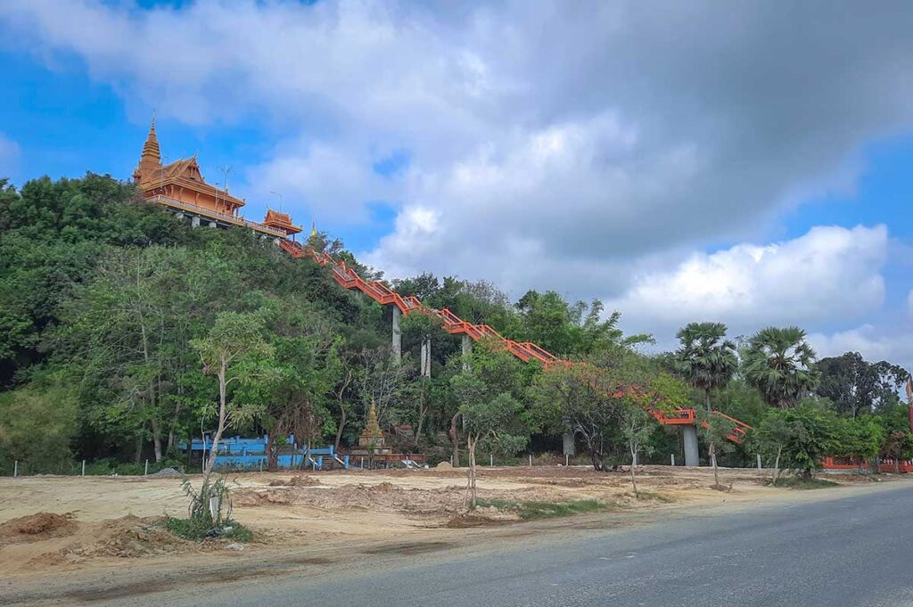 The long stairs leading up to Ta Pa Pagoda in An Giang