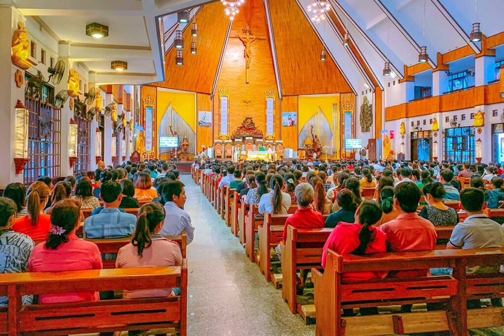 A mass is being held inside Tac Say Church