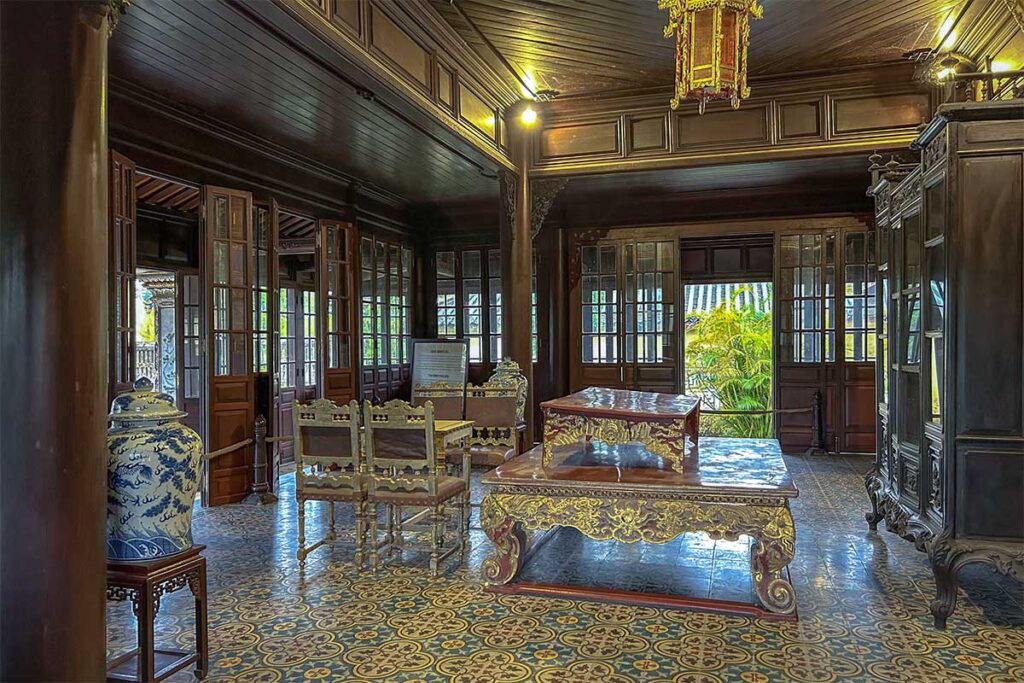 The interior of Thai Binh Pavilion within Hue Imperial CIty