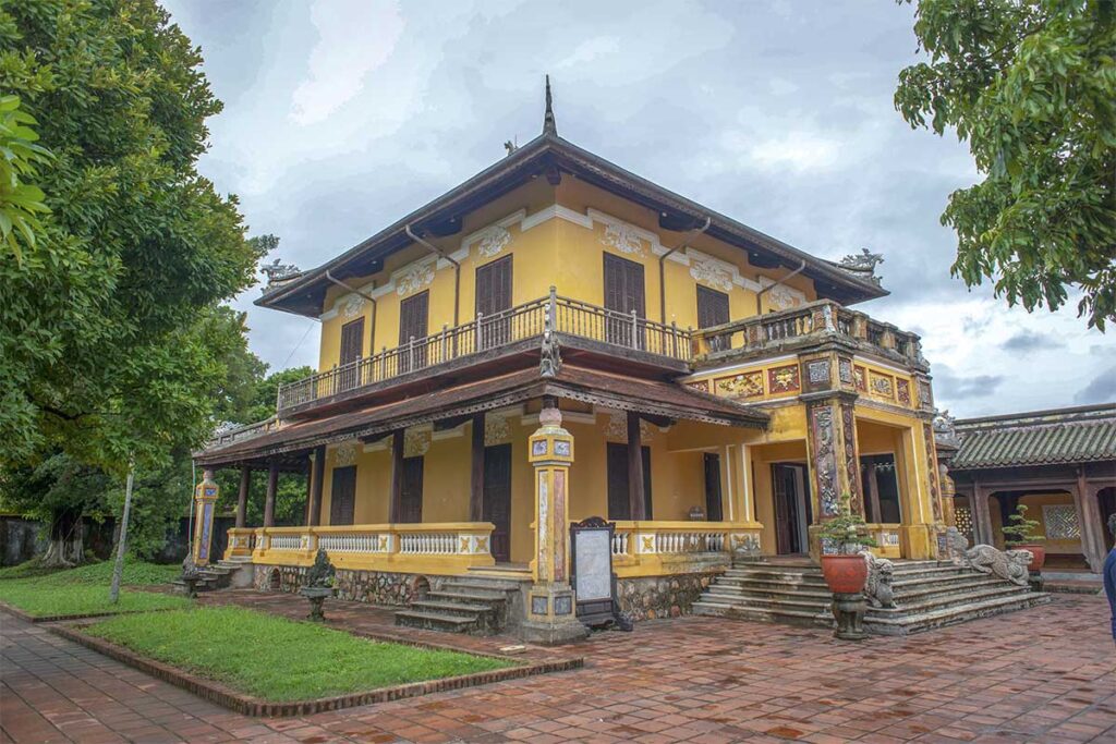 Tinh Minh Tower seen from the outside courtyard at Dien Tho Residence part of Hue Imperial City