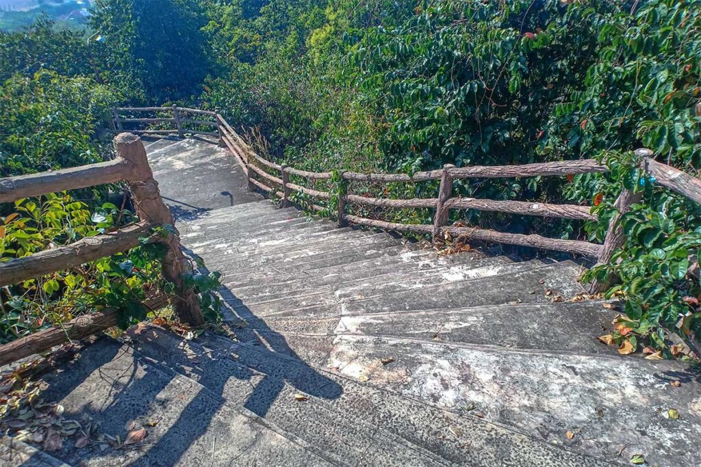 Looking down the stairs that lead to the top of Ba Den Mountain (Black Virgin Mountain)