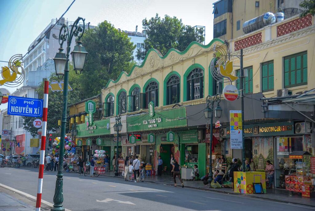 The Trang Tien Ice Cream store seen from the street outside