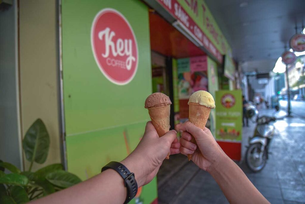 Ice cream cones of Trang Tien Ice Cream Shop in Hanoi
