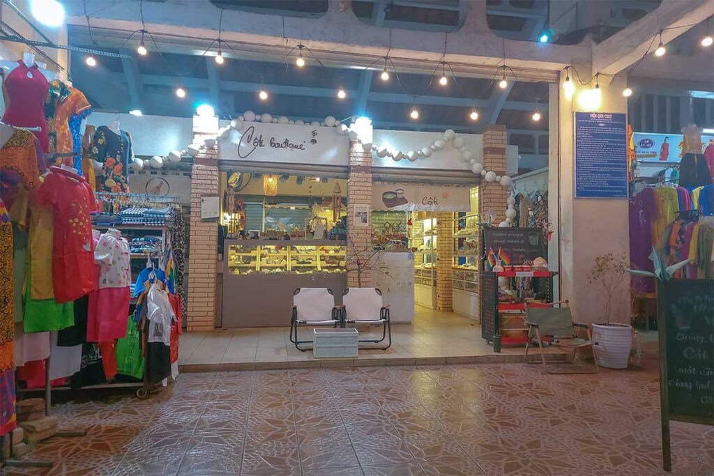 Clothing and souvenir boutique inside Can Tho Central Market in Can Tho, Vietnam