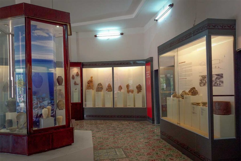 Cham relics and ancient pottery displayed at Binh Dinh Museum in Quy Nhon.