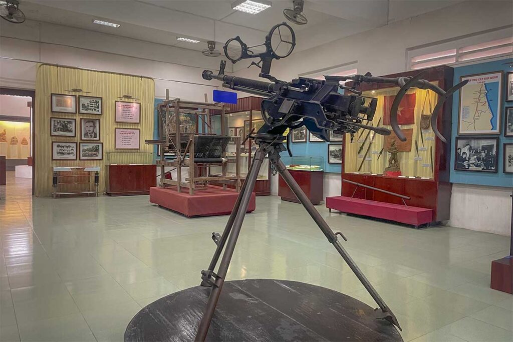 ietnam War machine gun exhibit at Binh Dinh Museum in Quy Nhon.