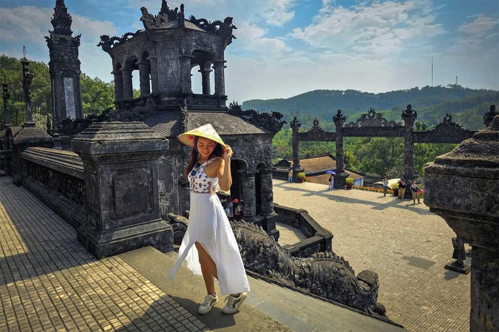 Nhung Phung from Local Vietnam visiting the Tomb of Emperor Khai Dinh in Hue, Vietnam