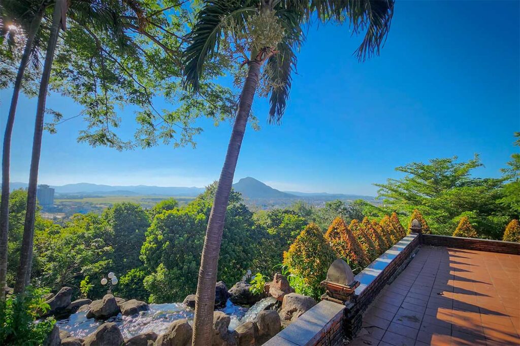 View from Nhan Temple hilltop overlooking Tuy Hoa city and Da Rang River valley in Phu Yen