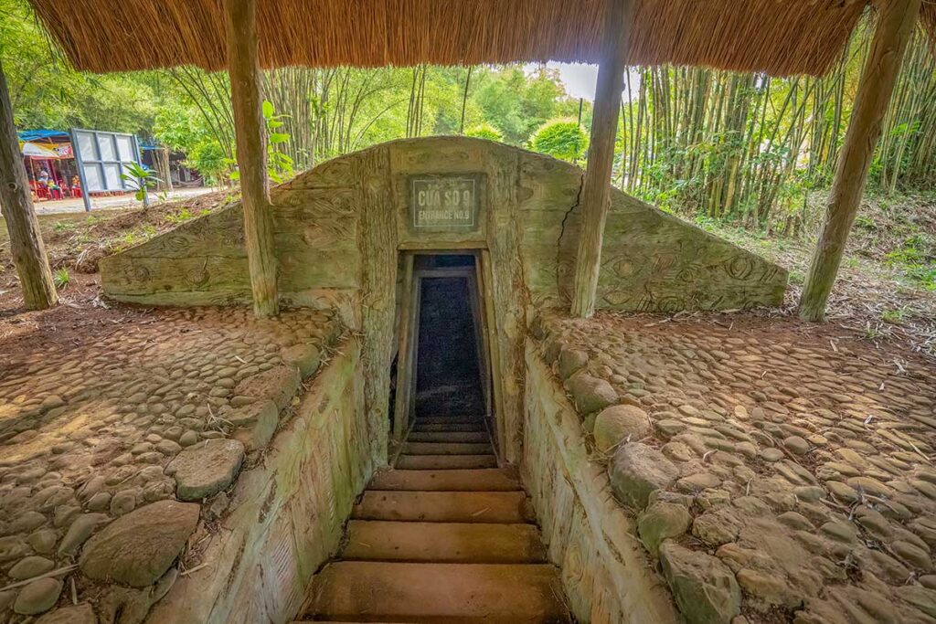 Entrance to the Vinh Moc Tunnels near the former DMZ, an important war site explored on Central Vietnam history tours.
