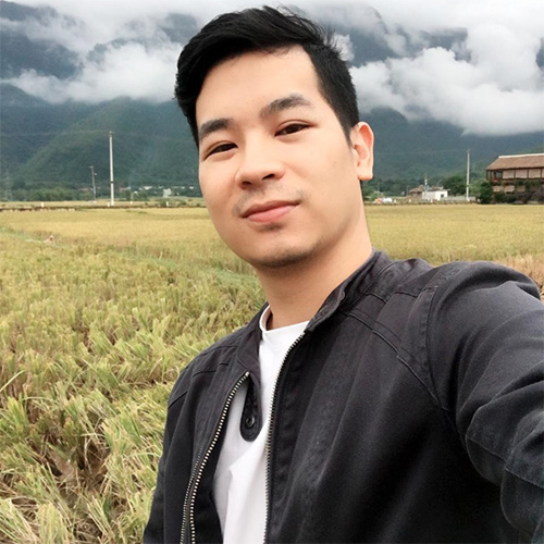 Dzung Nguyen of Local Vietnam, making a selfie between the rice fields on Northern Vietnam