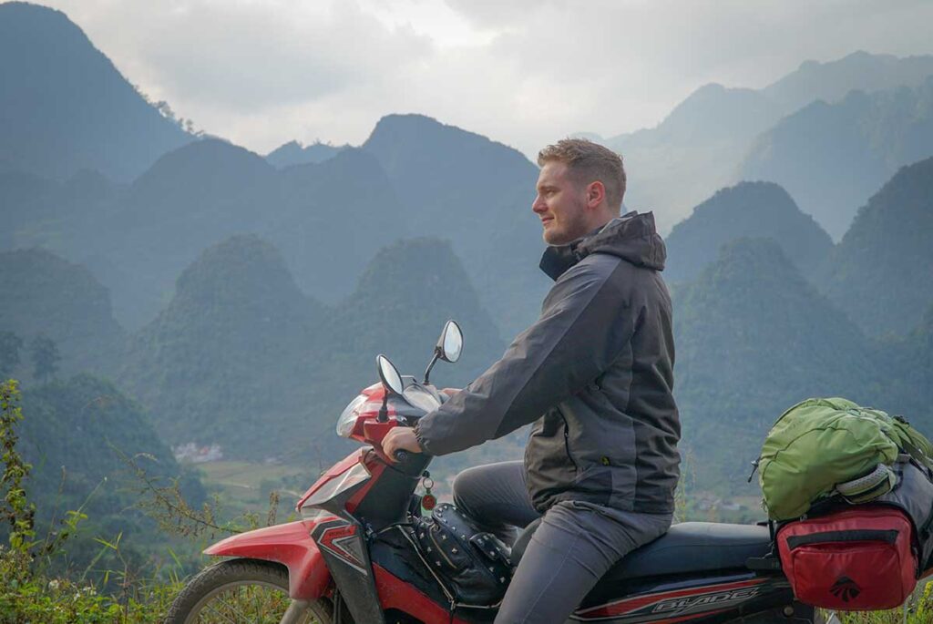 Marnick Schoonderwoerd, founder of Local Vietnam and Ha Giang Aya Lodge, exploring the mountain roads of Ha Giang – his most visited and beloved province in Vietnam.