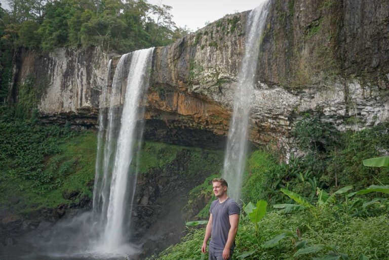 Marnick Schoonderwoerd trekking through Kon Chu Rang Nature Reserve to the K50 Waterfall – documenting off-the-beaten-path destinations for Local Vietnam.