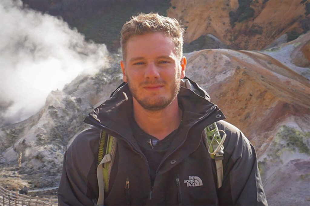 Travel expert Marnick Schoonderwoerd exploring volcanic landscapes during one of his research trips abroad — reflecting his passion for authentic travel and his deep experience designing tours across Vietnam.