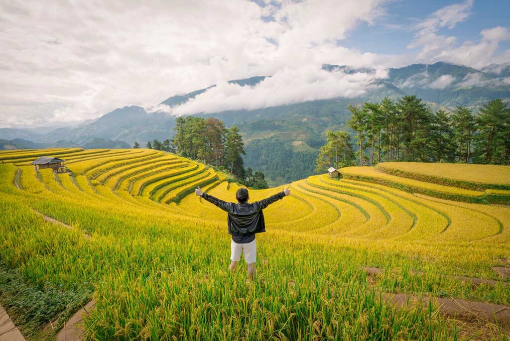 Mu Cang Chai trekking tours exploring scenic rice terraces and mountain valleys during guided hikes