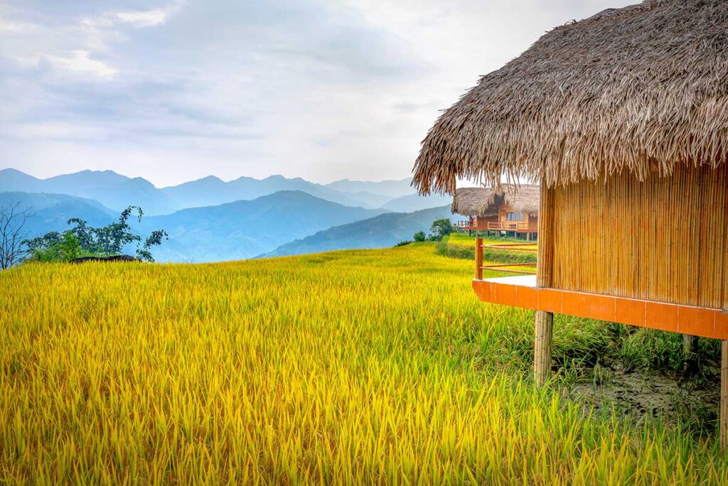 Vietnam slow travel holidays staying at quiet countryside lodges, emphasizing comfort, nature, and relaxed travel experiences in Vietnam