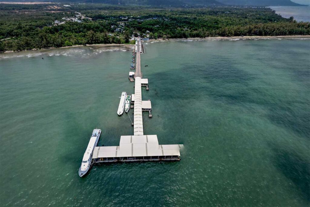 Main speed ferry pier at Bai Vong Port Phu Quoc used by Superdong and Phu Quoc Express passenger boats