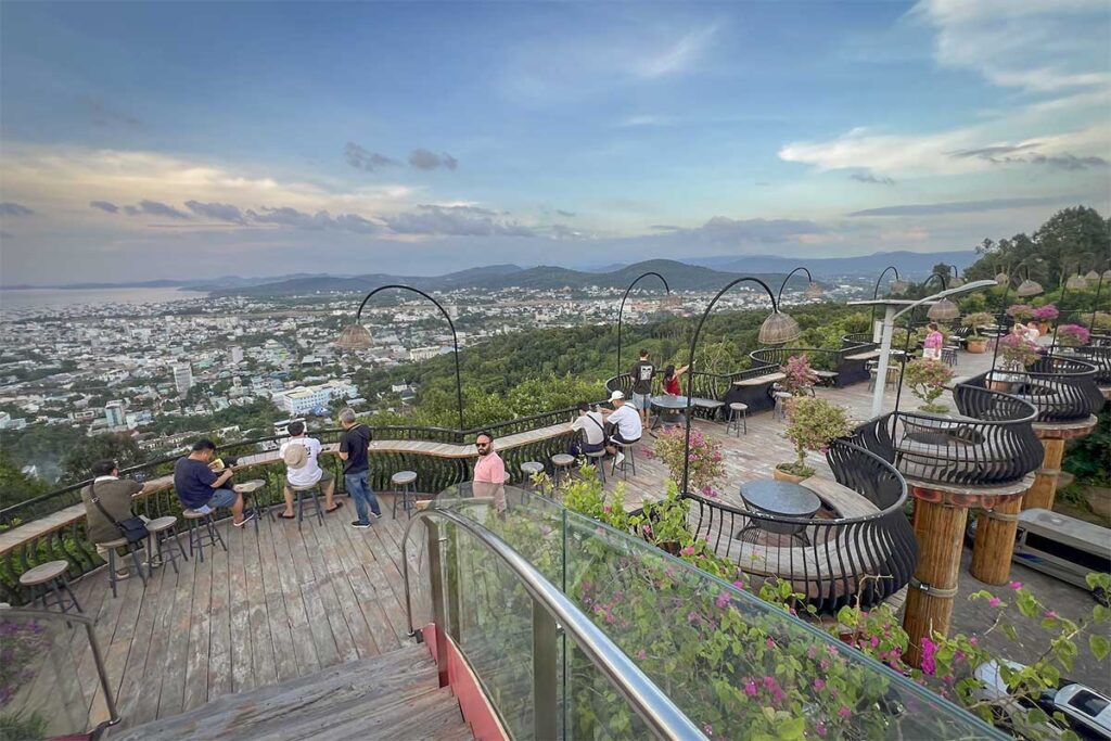 The Peak viewpoint near Duong Dong Phu Quoc with panoramic town views and outdoor terrace seating