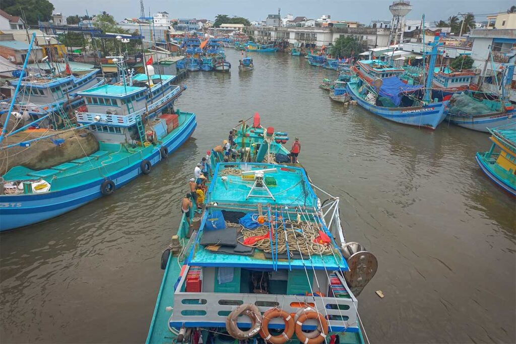 Fishing boats in Duong Dong harbor seen from the bridge near Duong Dong Market in Phu Quoc