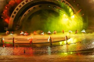Kiss of the Sea show performance in Phu Quoc with dancers water stage and dramatic lighting effects