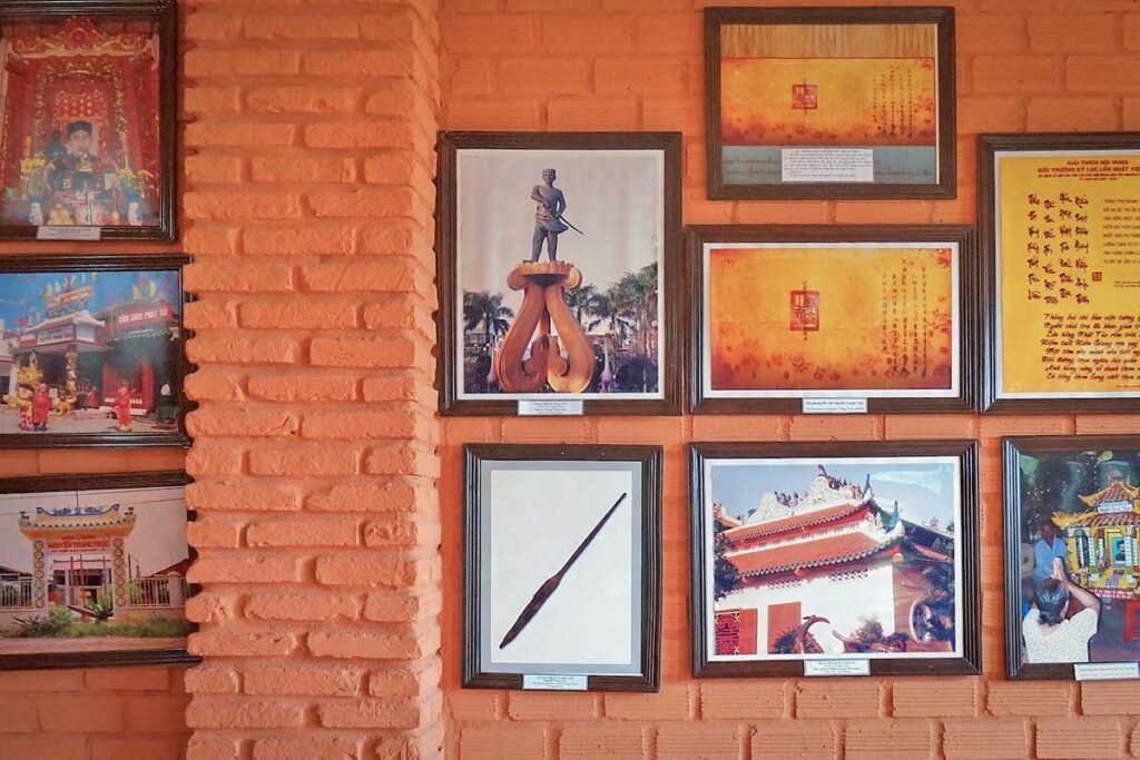 Framed cultural displays inside Coi Nguon Museum Phu Quoc showing local traditions heritage and island history