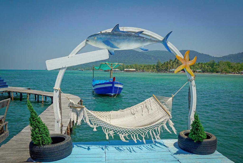 Photo spot hammock on pier near floating restaurant at Rach Vem Starfish Beach Phu Quoc