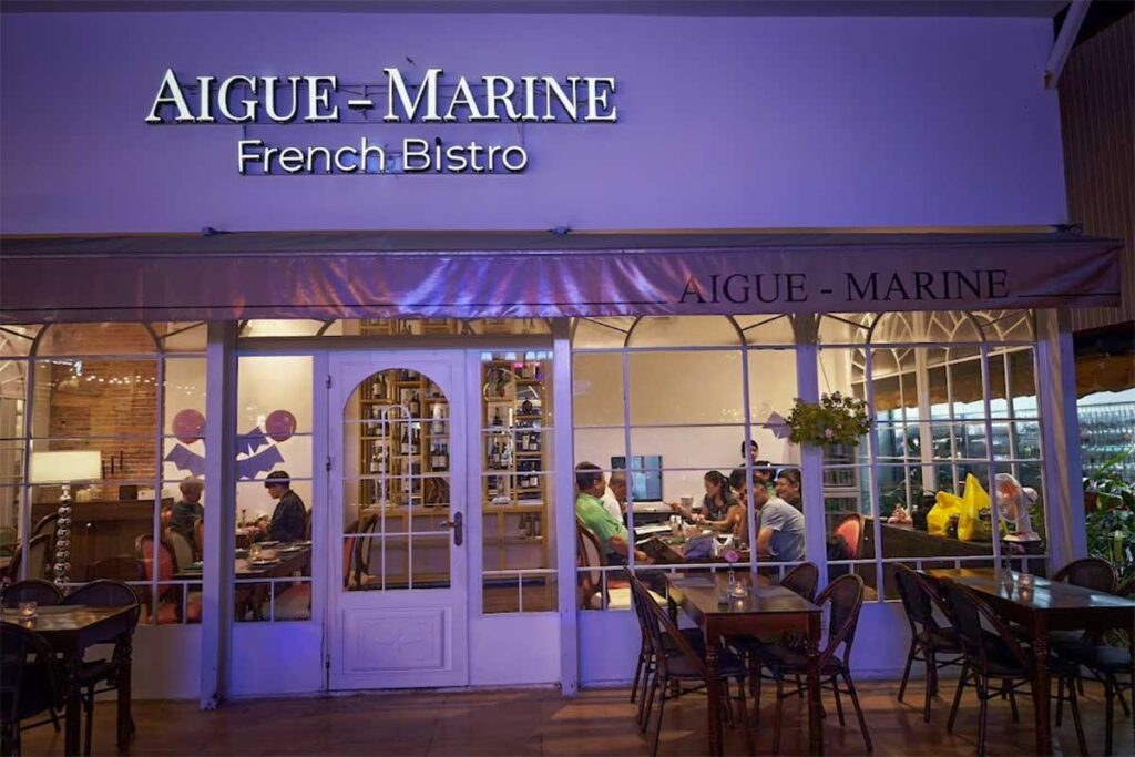 Western restaurant in Duong Dong town Phu Quoc with elegant dining area and evening atmosphere