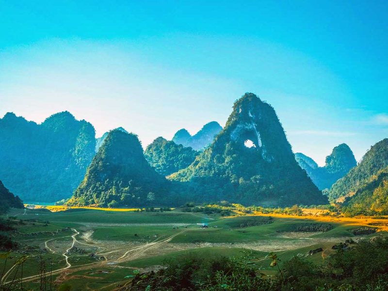 Mountain landscape of Cao Bang with Angel Eye Mountain