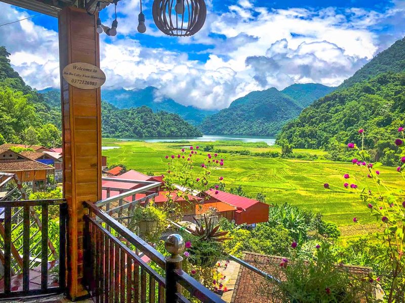 ba be lake homestay 1 The view over rice fields and Ba Be Lake from a local homestay