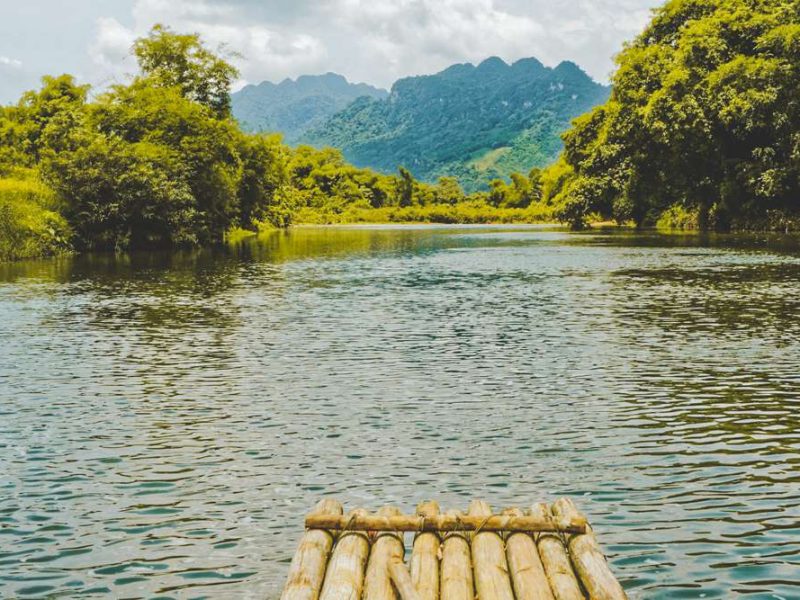 Bamboo rafting in Pu Luong