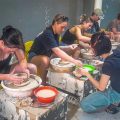A group of tourists joining a pottery workshop in Bat Trang