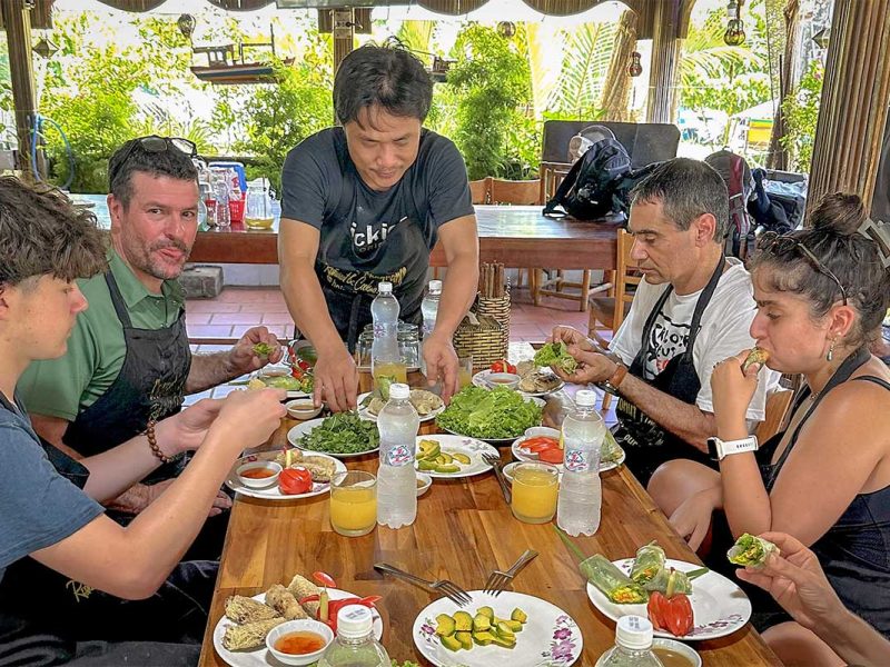 coconut fragrance cooking class hoi an 1 Guests enjoying a meal after their Coconut Fragrance Cooking Class in Hoi An