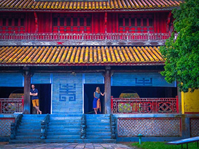couple hue imperial city 1 A couple standing in the door opening of a historical building inside Hue Imperial Citadel