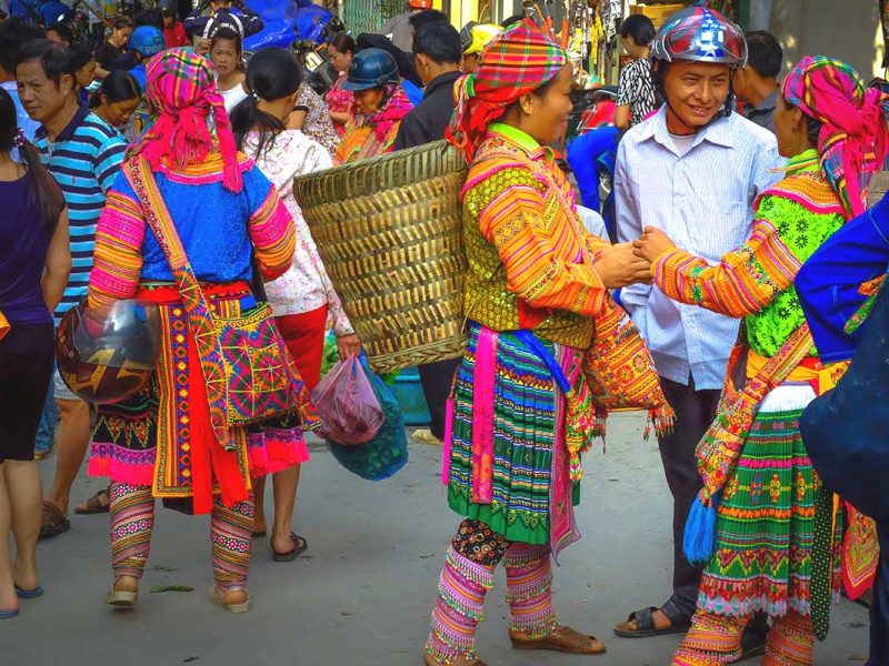 Colourful ethnic people at the Hoang Su Phi Market