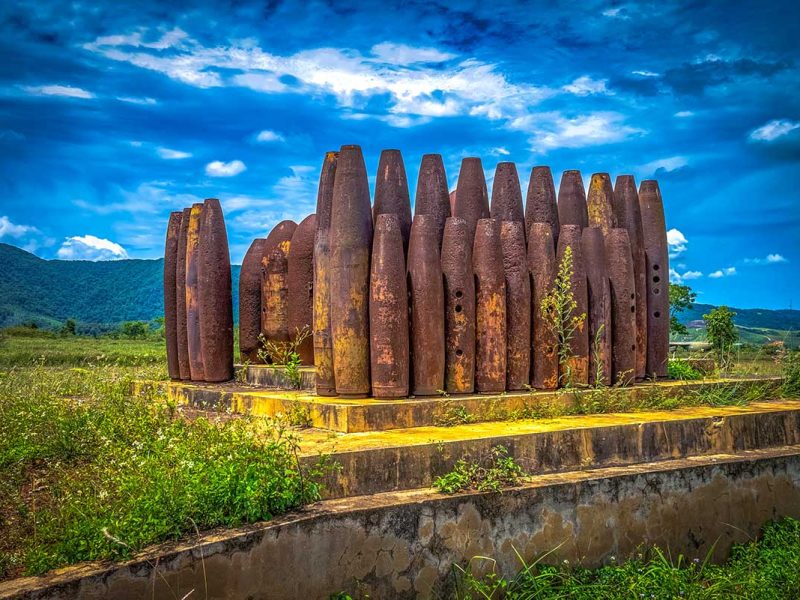 Bomb shells displayed outside at Khe Sanh Combat Base in the DMZ