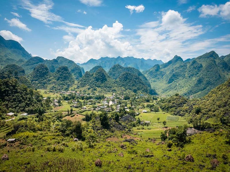 Conical shaped mountains in Ha Giang seen from Lung Ho viewpoint