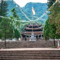 Stone stairs leading to a temple within the Perfume Pagoda complex near Hanoi